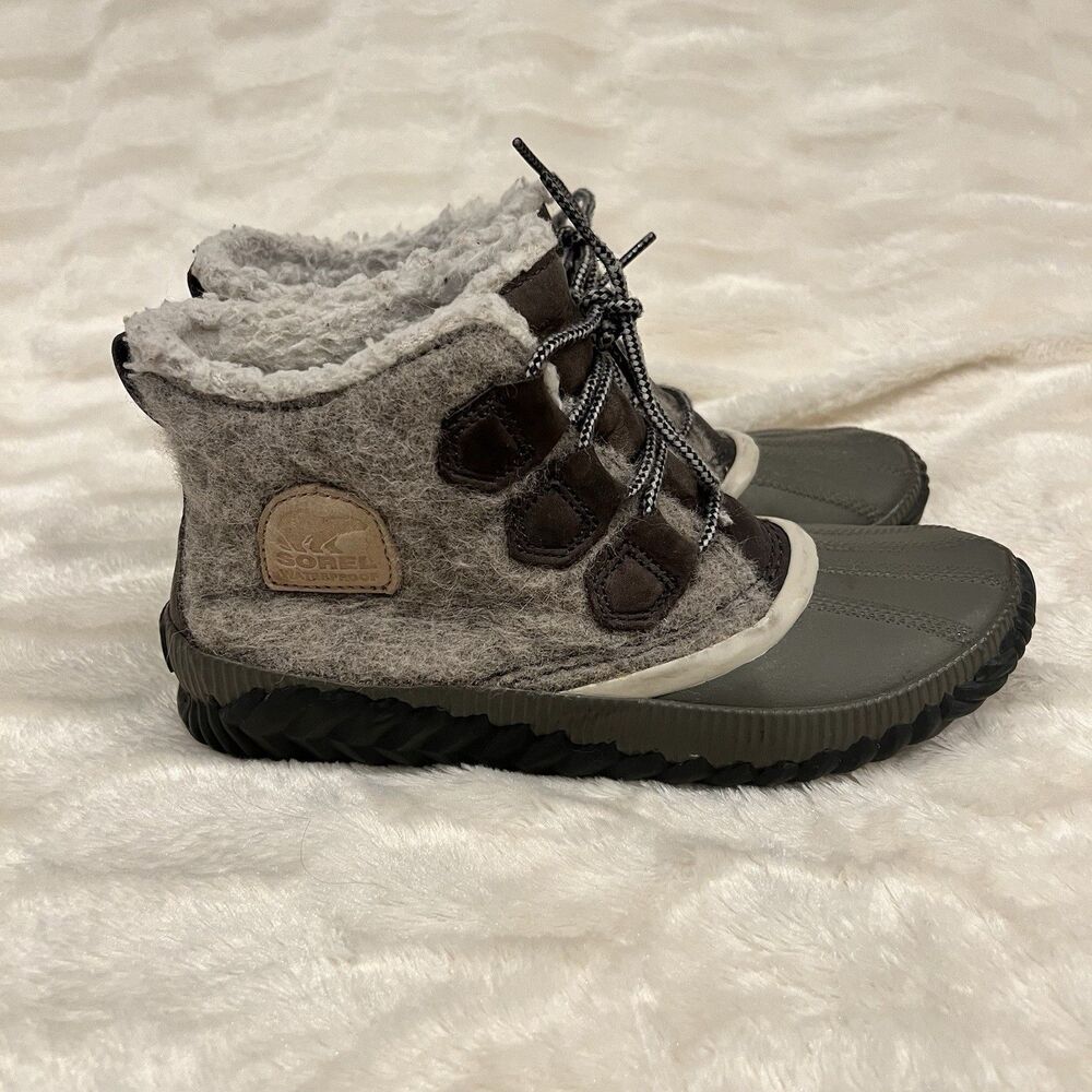 Sorel Women's Out N About Plus Felt Boots Ankle Waterproof Duck Gray 8